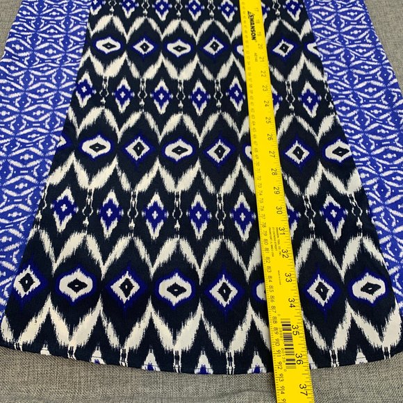 Joe Fresh Geometric Shift Dress Medium Blue Black & White Lightweight Belt Loops - Picture 8 of 14